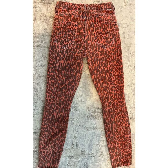 MOTHER Looker High-Rise Leopard Ankle Fray Skinny Jeans in Animal Attraction Siz - Picture 10 of 12